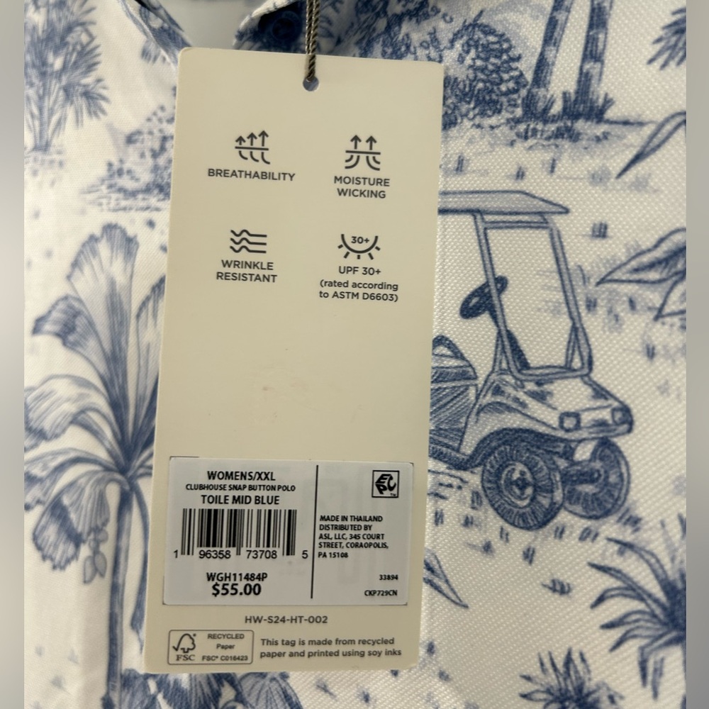 Walter Hagen NEW Women's XXL blue toile Clubhouse Golf Polo Summer Casual - Picture 6 of 11